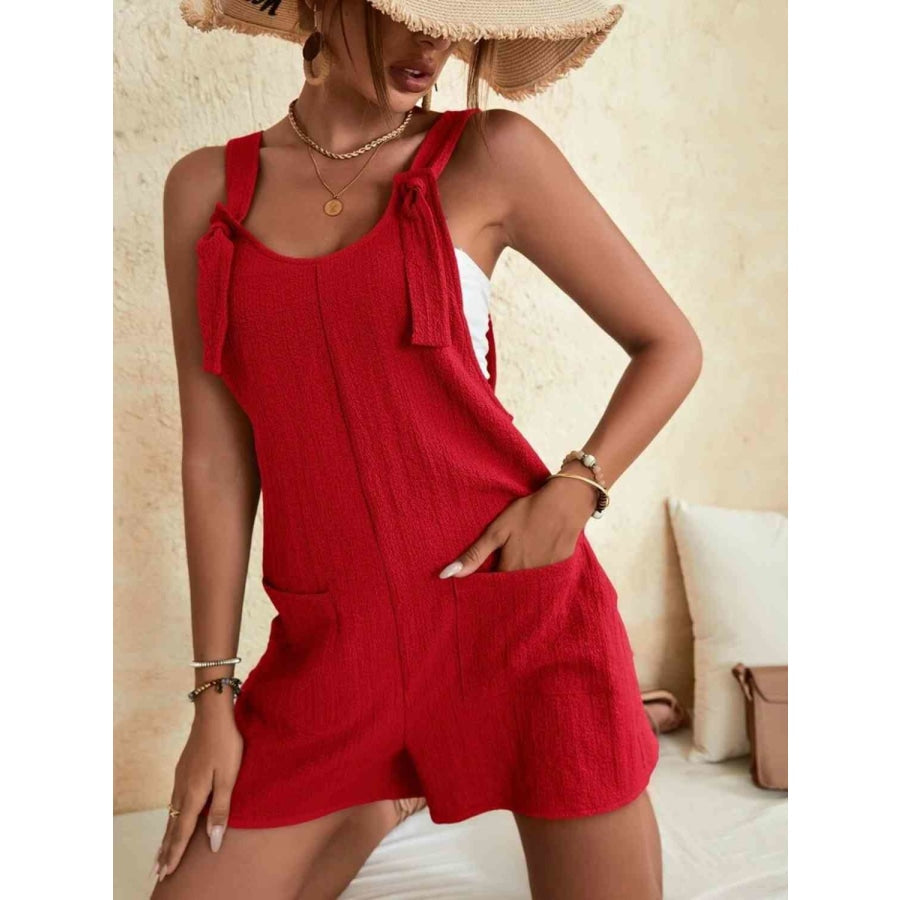 Full Size Scoop Neck Romper with Pockets