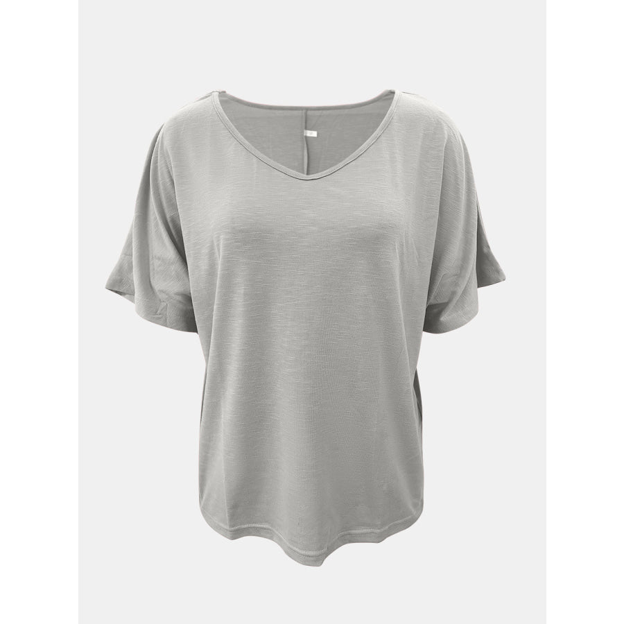 Full Size Scoop Neck Short Sleeve T-Shirt Gray / S Apparel and Accessories