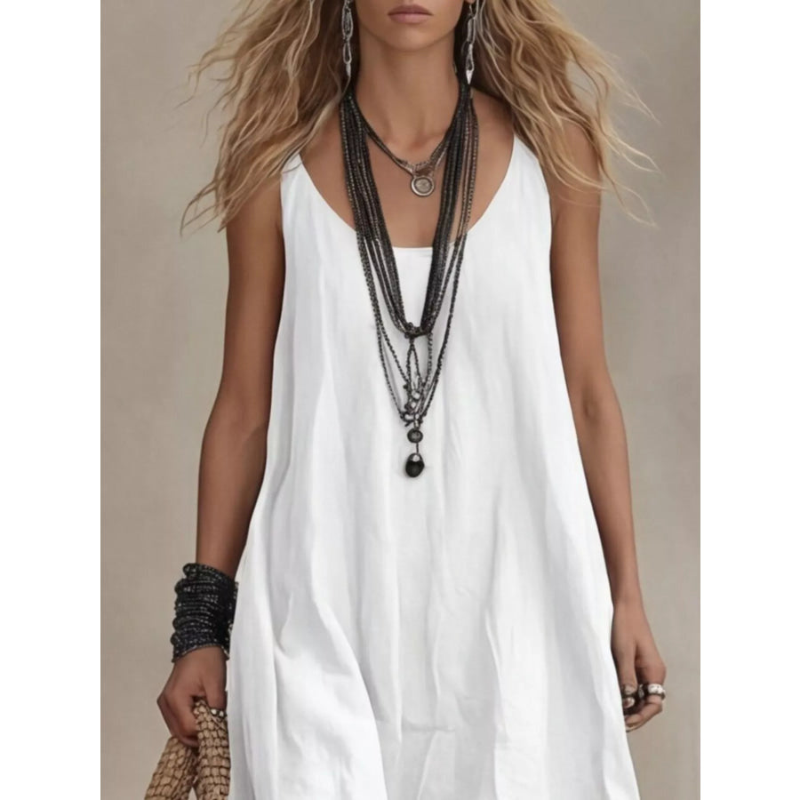 Full Size Scoop Neck Sleeveless Maxi Dress Plus Size White / S Apparel and Accessories