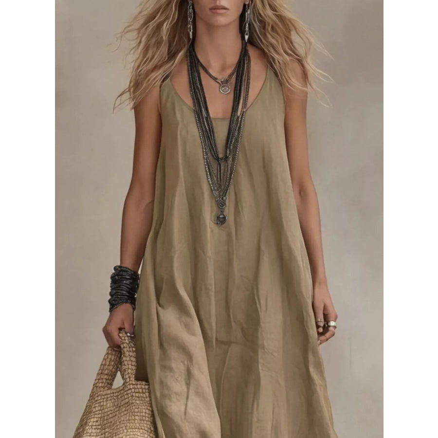 Full Size Scoop Neck Sleeveless Maxi Dress Plus Size Apparel and Accessories