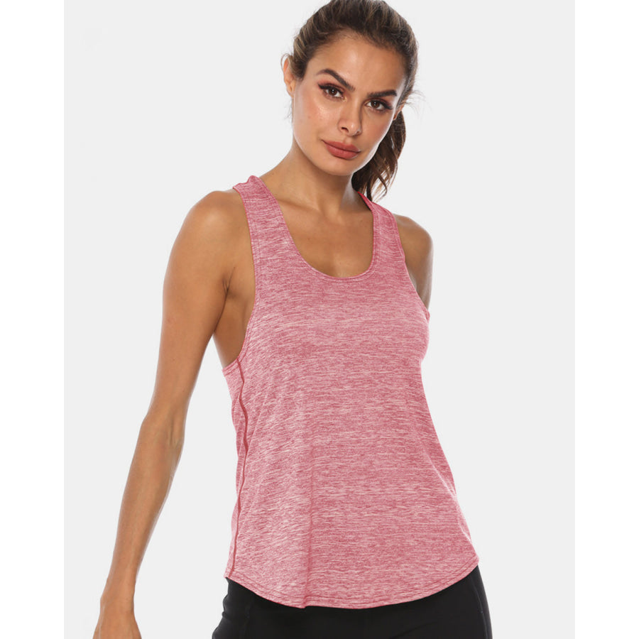 Full Size Scoop Neck Wide Strap Active Tank Blush Pink / S