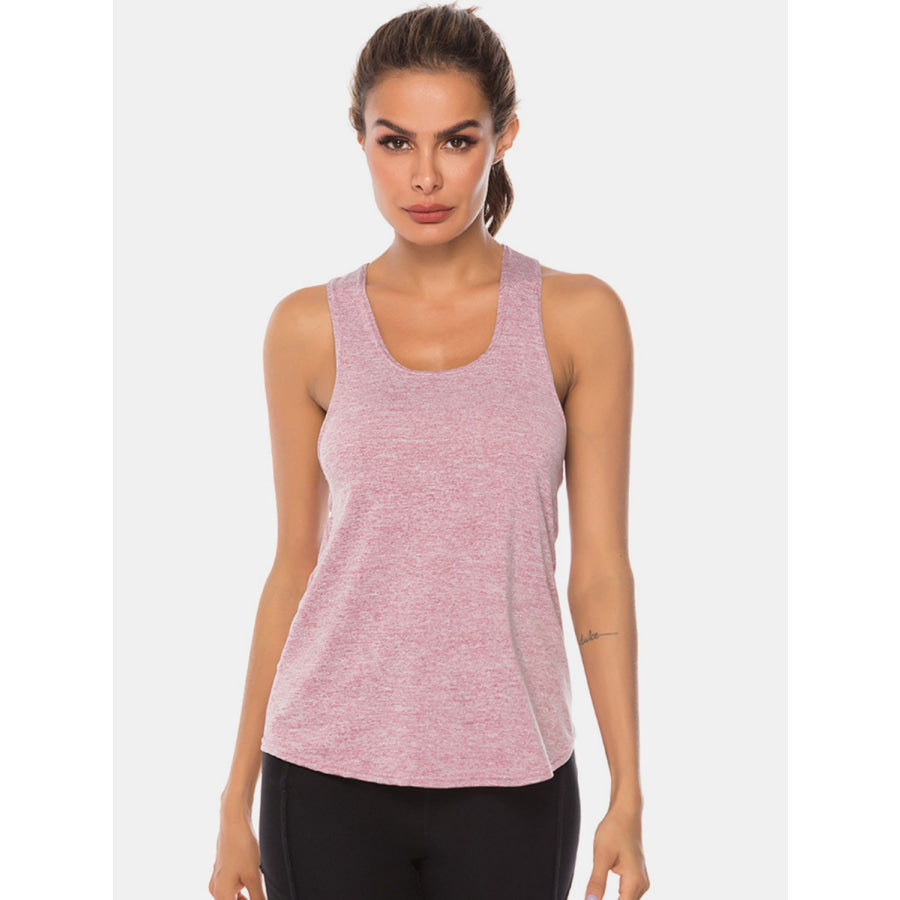 Full Size Scoop Neck Wide Strap Active Tank Dusty Pink / S