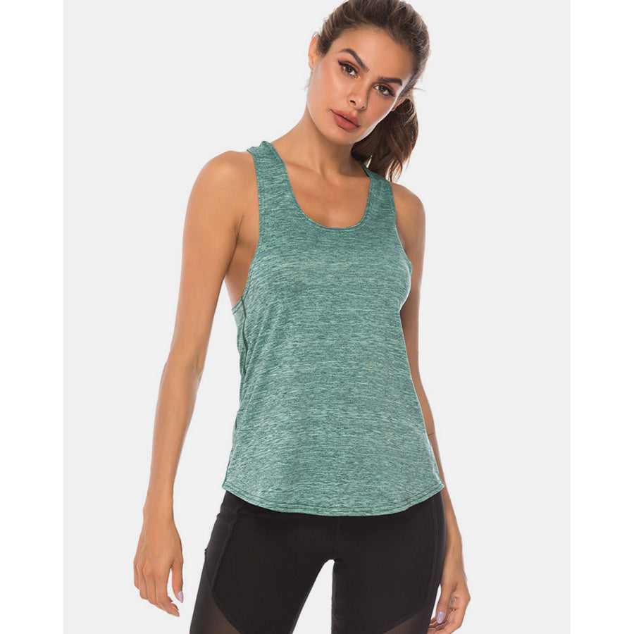 Full Size Scoop Neck Wide Strap Active Tank Gum Leaf / S