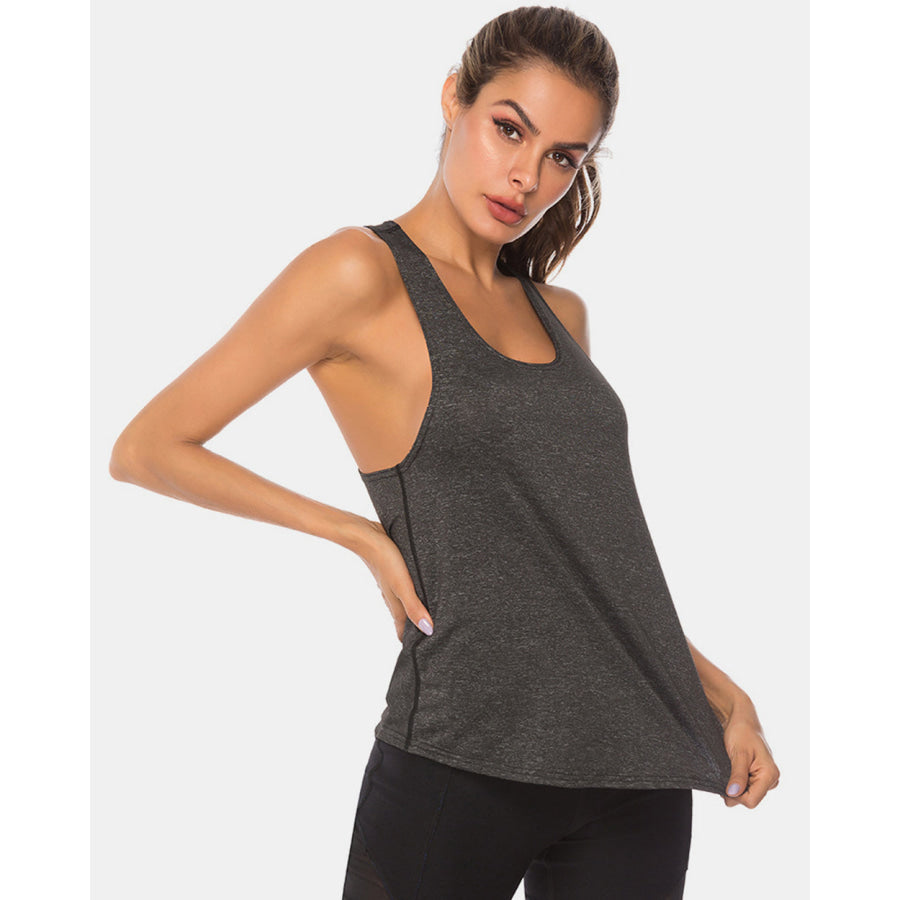 Full Size Scoop Neck Wide Strap Active Tank