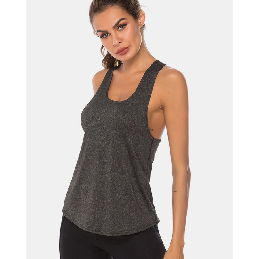 Full Size Scoop Neck Wide Strap Active Tank