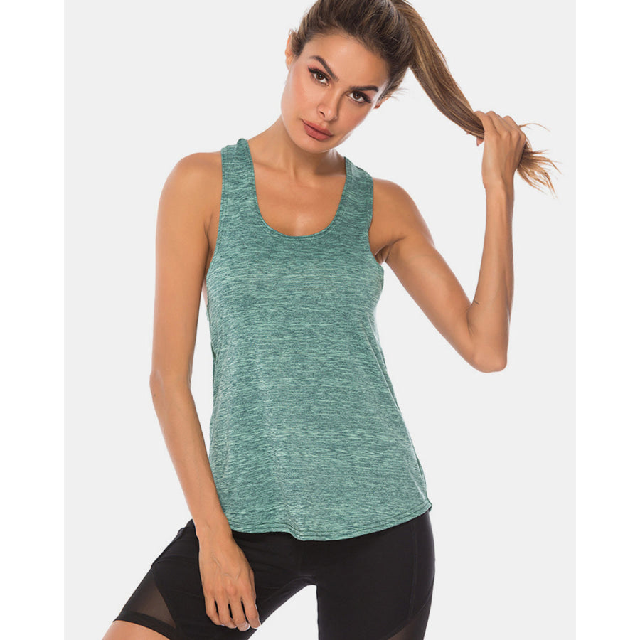 Full Size Scoop Neck Wide Strap Active Tank