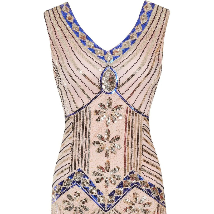 Full Size Sequin Fringe Hem Sleeveless Dress Plus Apparel and Accessories