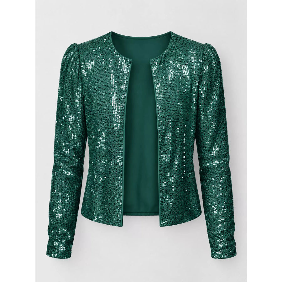 Full Size Sequin Long Sleeve Outerwear Plus Apparel and Accessories