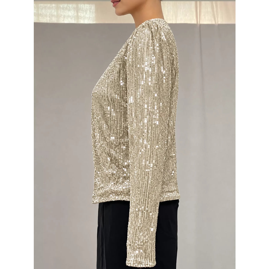 Full Size Sequin Long Sleeve Outerwear Plus Apparel and Accessories