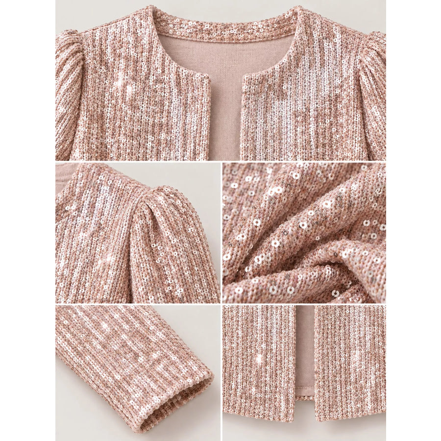 Full Size Sequin Long Sleeve Outerwear Plus Apparel and Accessories