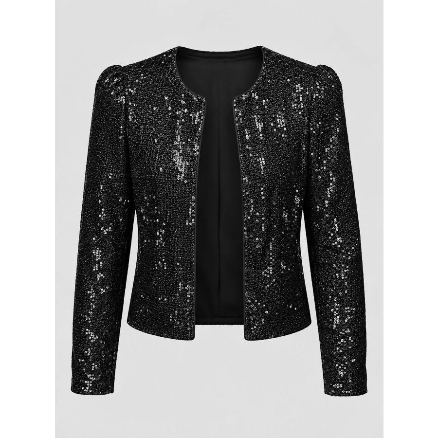 Full Size Sequin Long Sleeve Outerwear Plus Apparel and Accessories