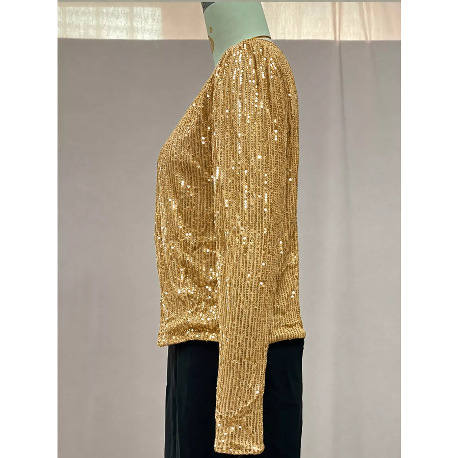 Full Size Sequin Long Sleeve Outerwear Plus Apparel and Accessories