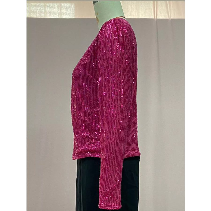 Full Size Sequin Long Sleeve Outerwear Plus Apparel and Accessories