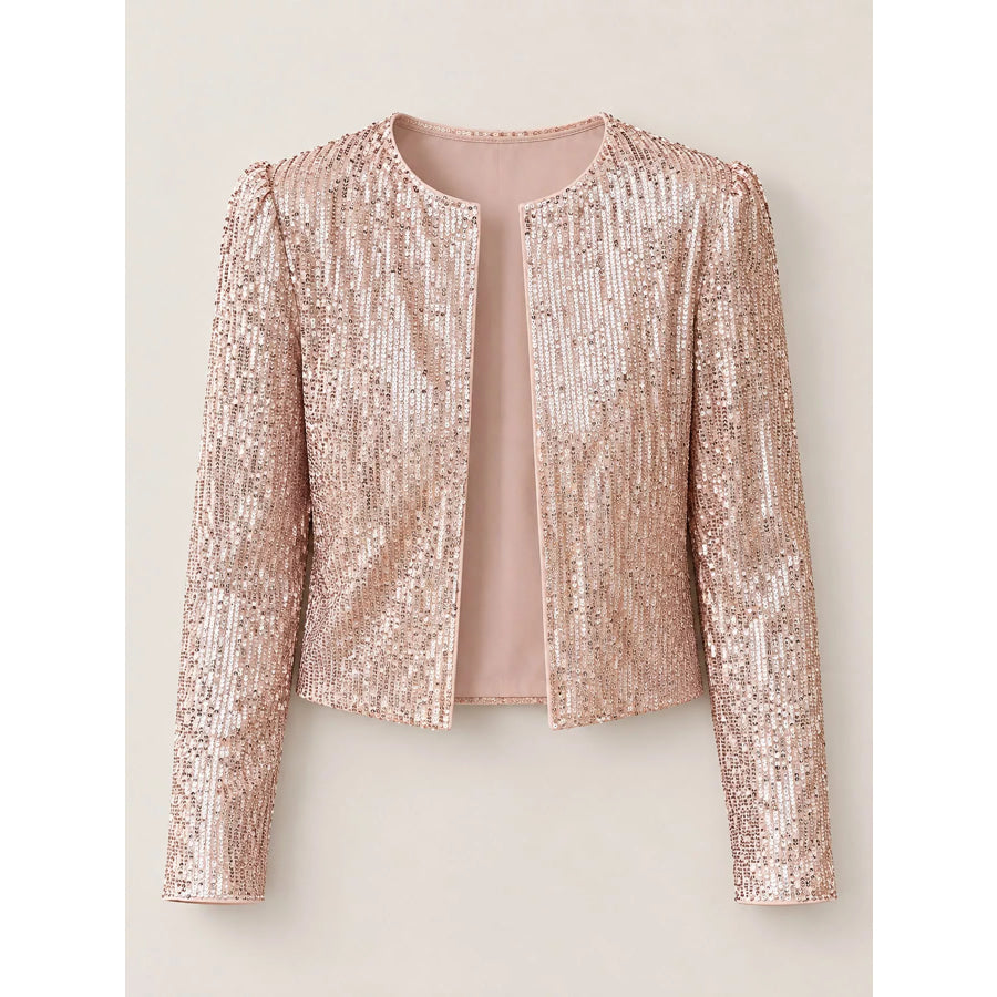 Full Size Sequin Long Sleeve Outerwear Plus Apparel and Accessories