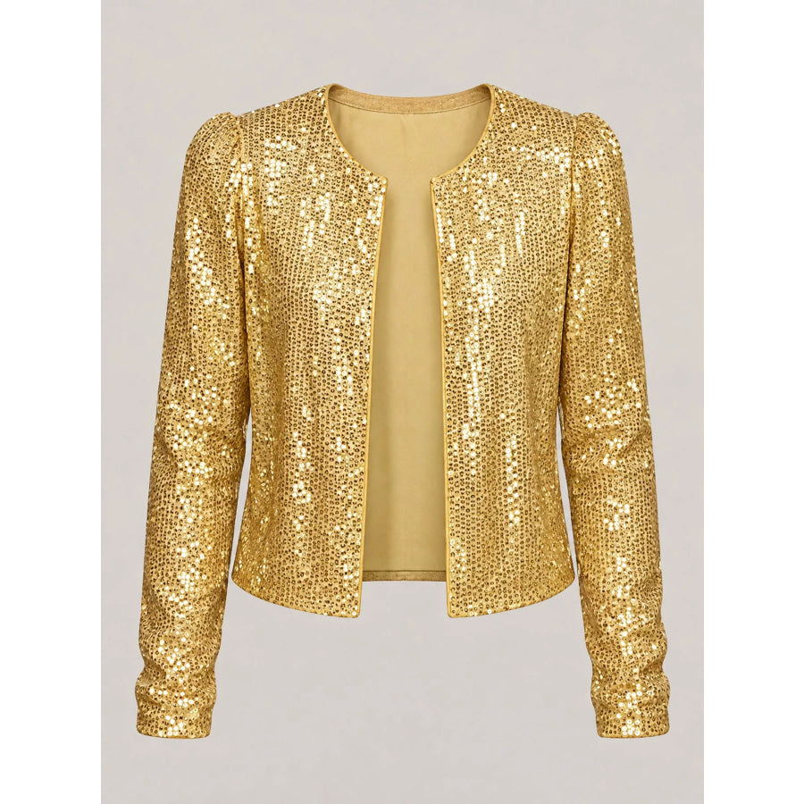 Full Size Sequin Long Sleeve Outerwear Plus Apparel and Accessories