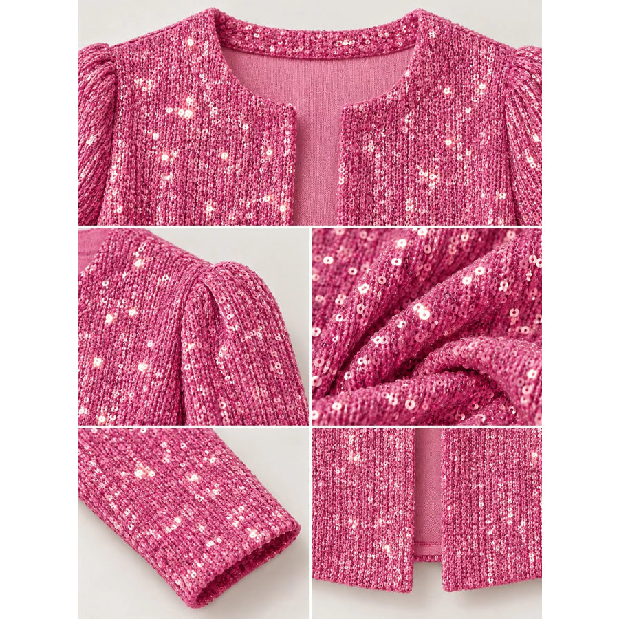 Full Size Sequin Long Sleeve Outerwear Plus Apparel and Accessories