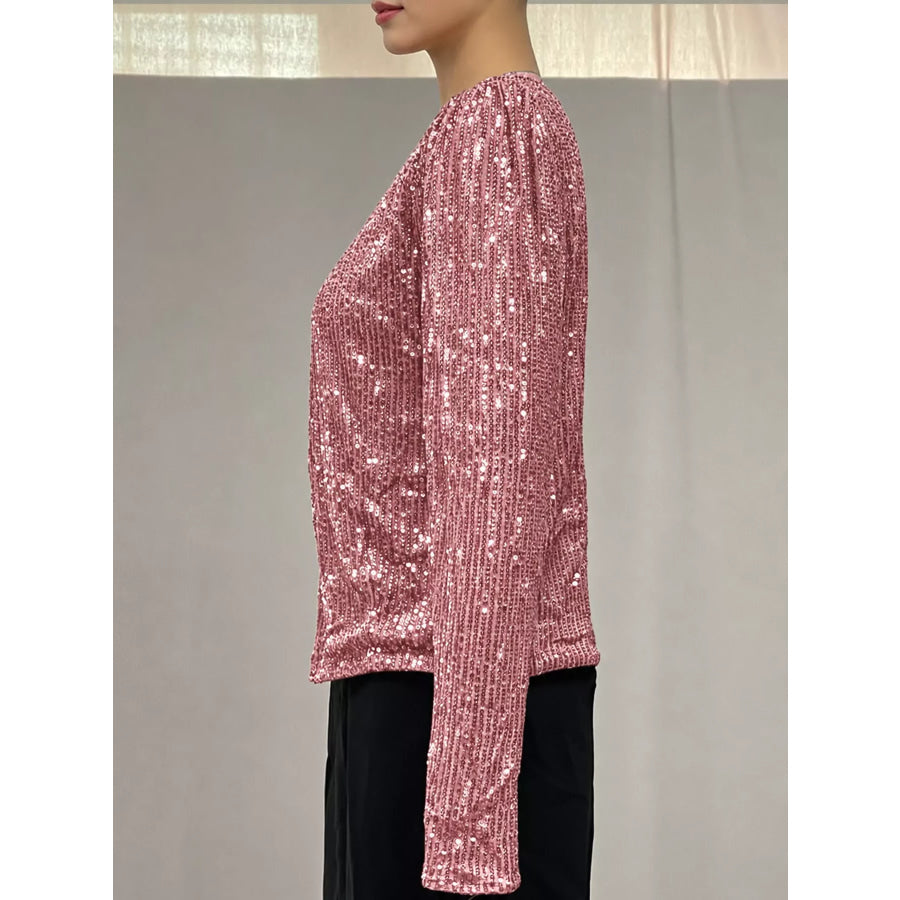 Full Size Sequin Long Sleeve Outerwear Plus Apparel and Accessories