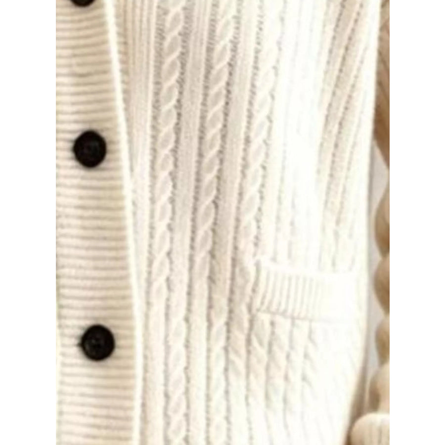 Full Size Shawl Collar Cable Knit Cardigan Plus Size Apparel and Accessories