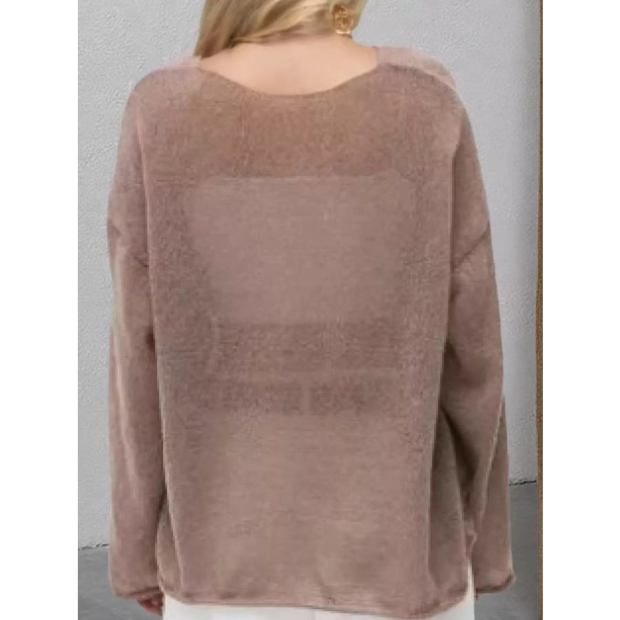 Full Size Sheer Lightweight Knit Top Plus Apparel and Accessories