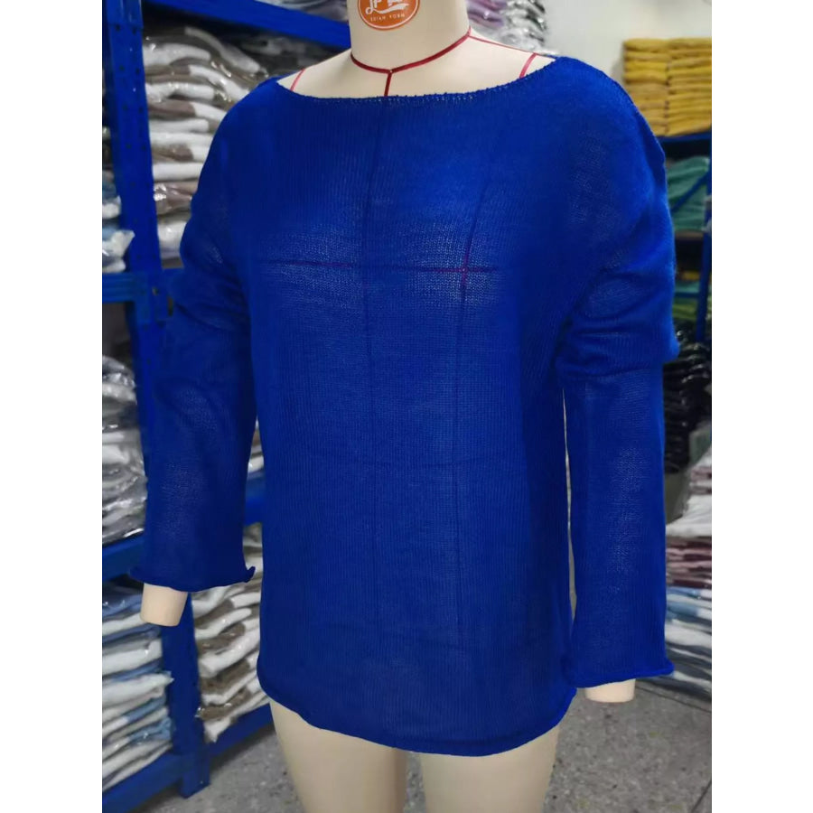 Full Size Sheer Lightweight Knit Top Plus Apparel and Accessories