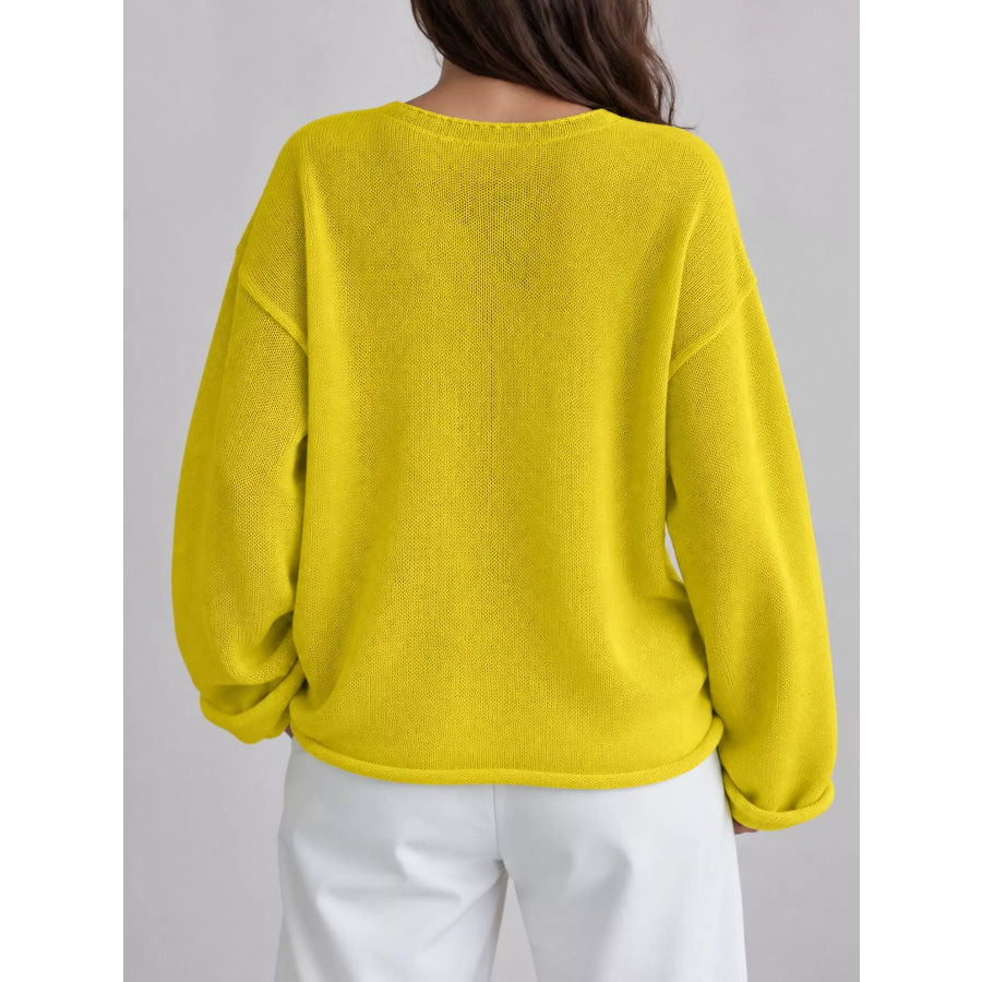 Full Size Sheer Lightweight Knit Top Plus Apparel and Accessories