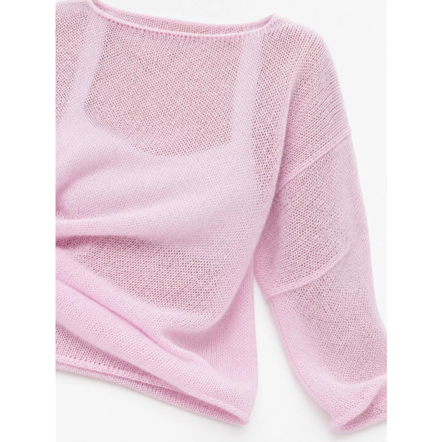 Full Size Sheer Lightweight Knit Top Plus Apparel and Accessories