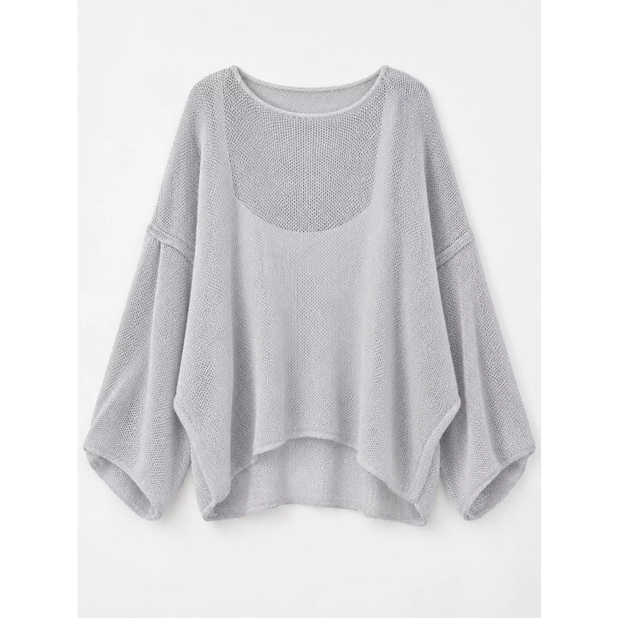 Full Size Sheer Lightweight Knit Top Plus Apparel and Accessories