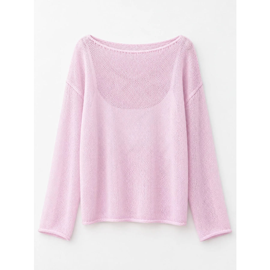 Full Size Sheer Lightweight Knit Top Plus Apparel and Accessories