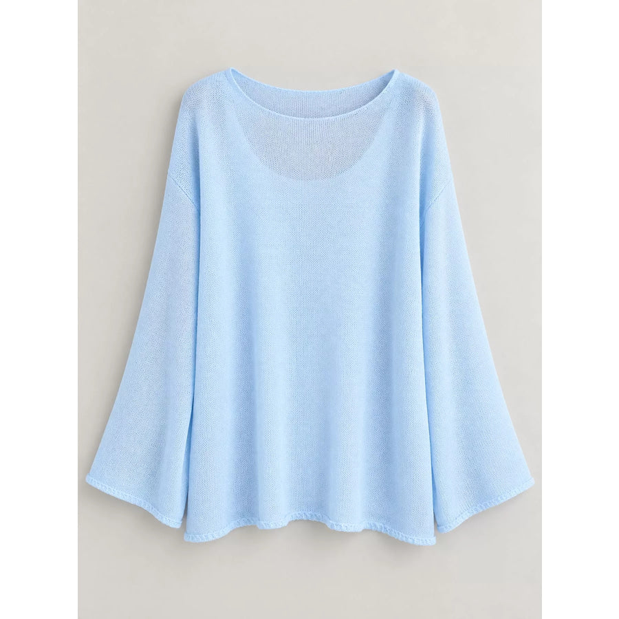 Full Size Sheer Lightweight Knit Top Plus Apparel and Accessories