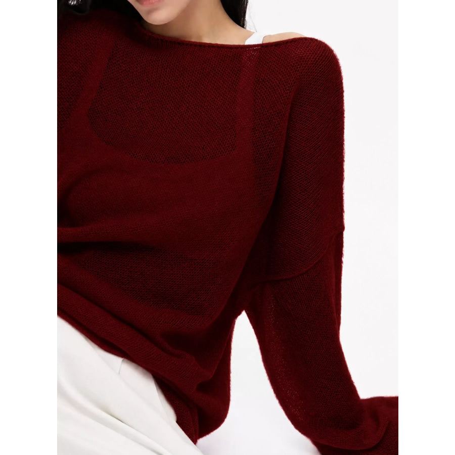 Full Size Sheer Lightweight Knit Top Plus Apparel and Accessories