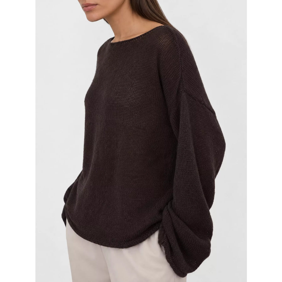 Full Size Sheer Lightweight Knit Top Plus Apparel and Accessories