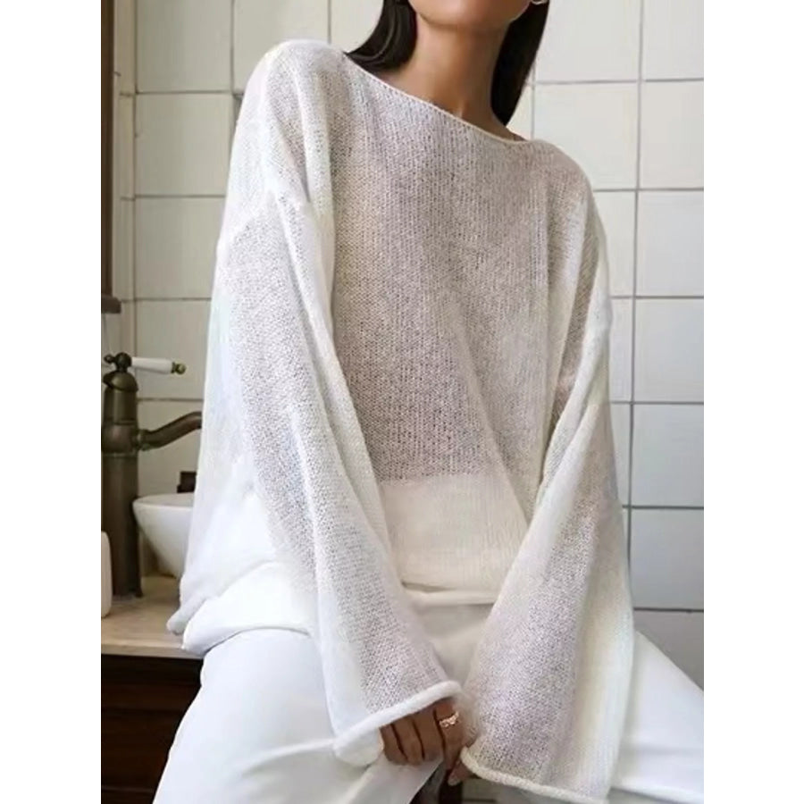Full Size Sheer Lightweight Knit Top Plus Apparel and Accessories