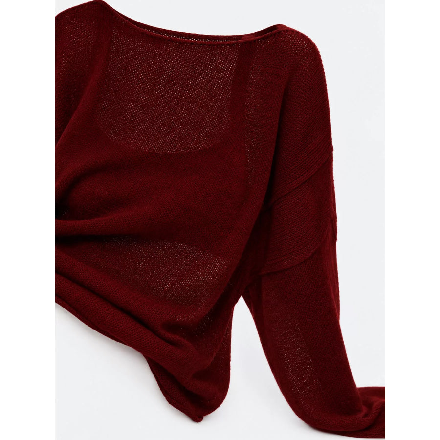 Full Size Sheer Lightweight Knit Top Plus Apparel and Accessories