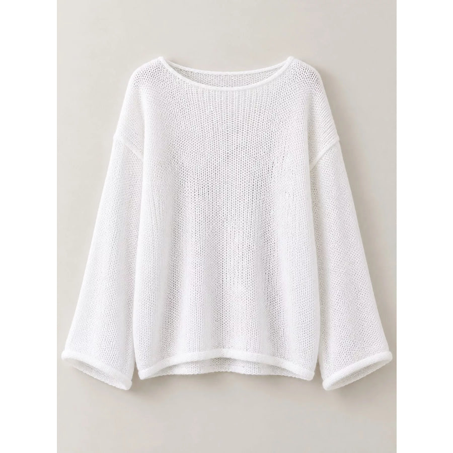 Full Size Sheer Lightweight Knit Top Plus Apparel and Accessories