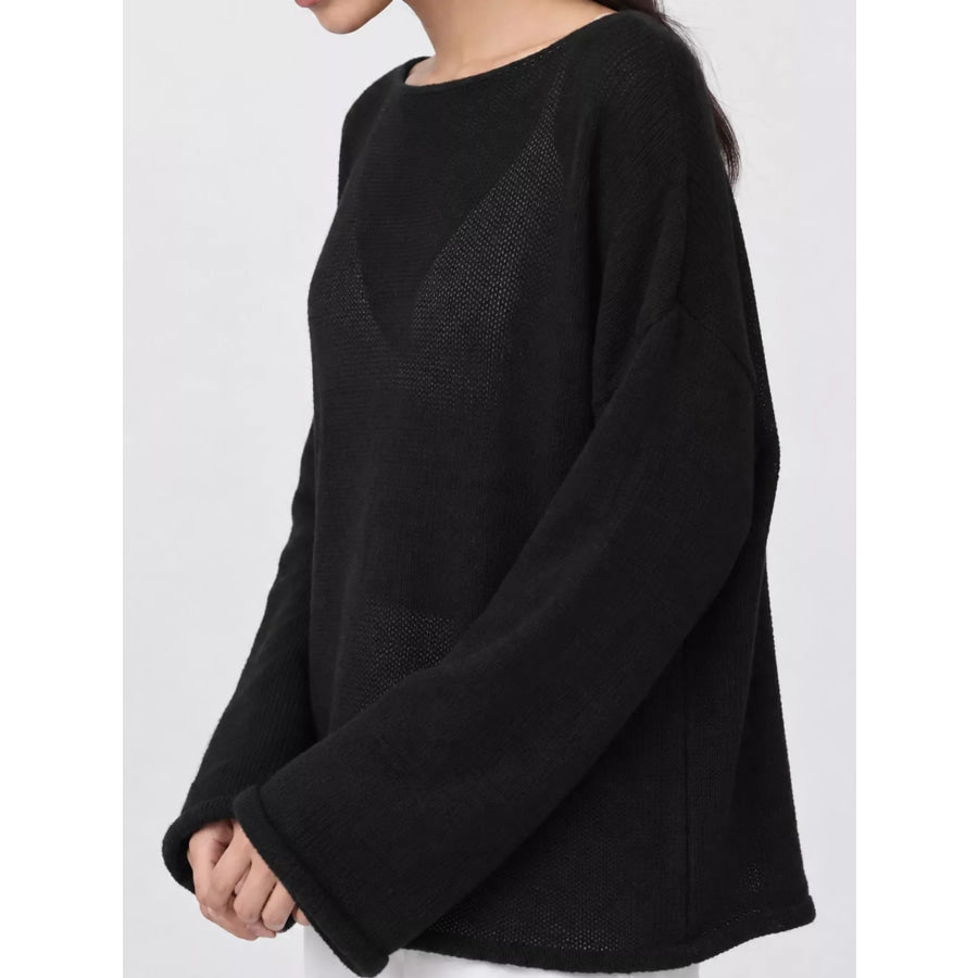 Full Size Sheer Lightweight Knit Top Plus Apparel and Accessories
