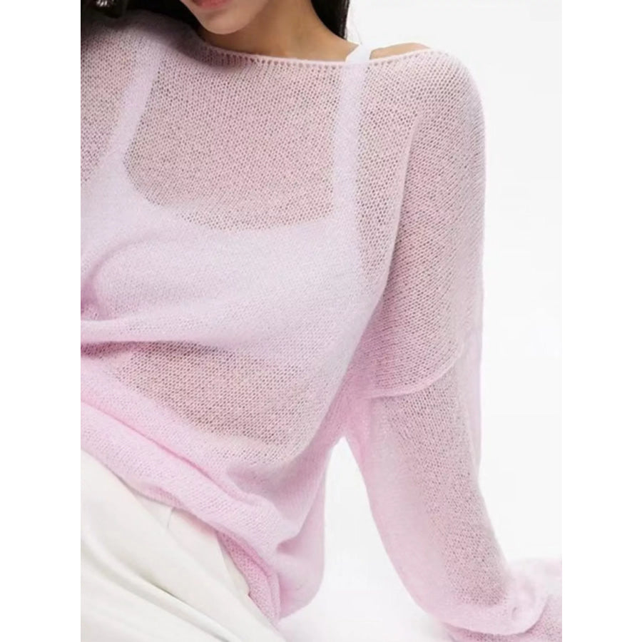 Full Size Sheer Lightweight Knit Top Plus Pink / XS Apparel and Accessories