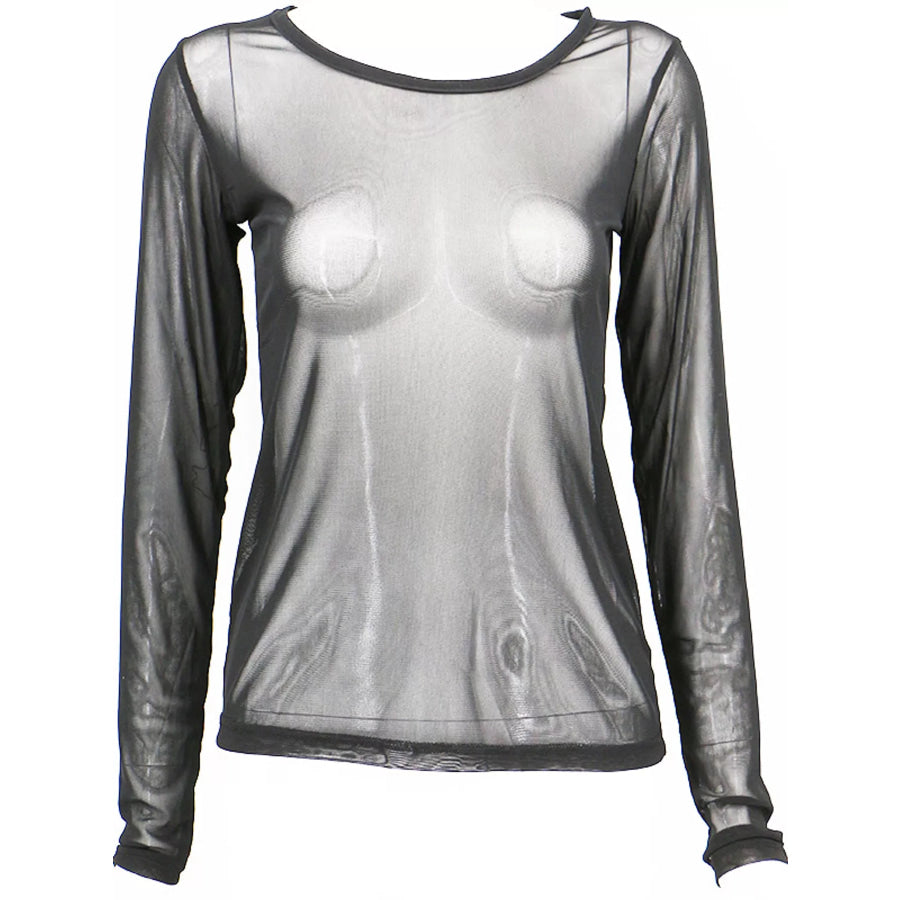 Full Size Sheer Mesh Long Sleeve Top Plus Apparel and Accessories
