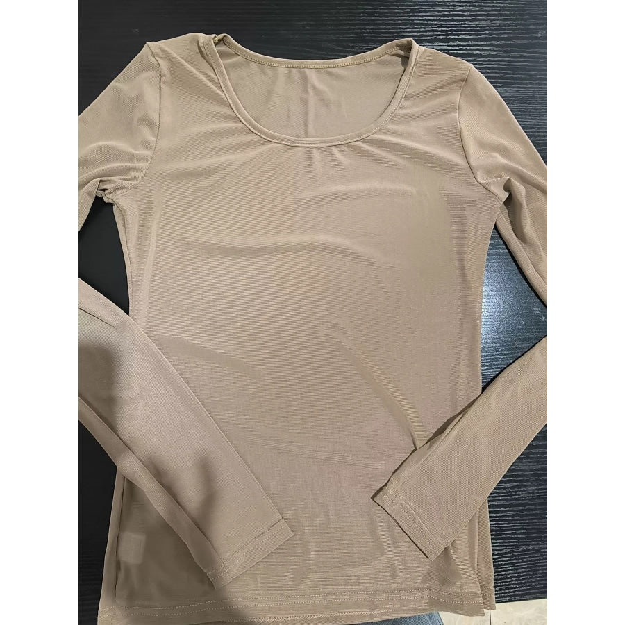 Full Size Sheer Mesh Long Sleeve Top Plus Apparel and Accessories