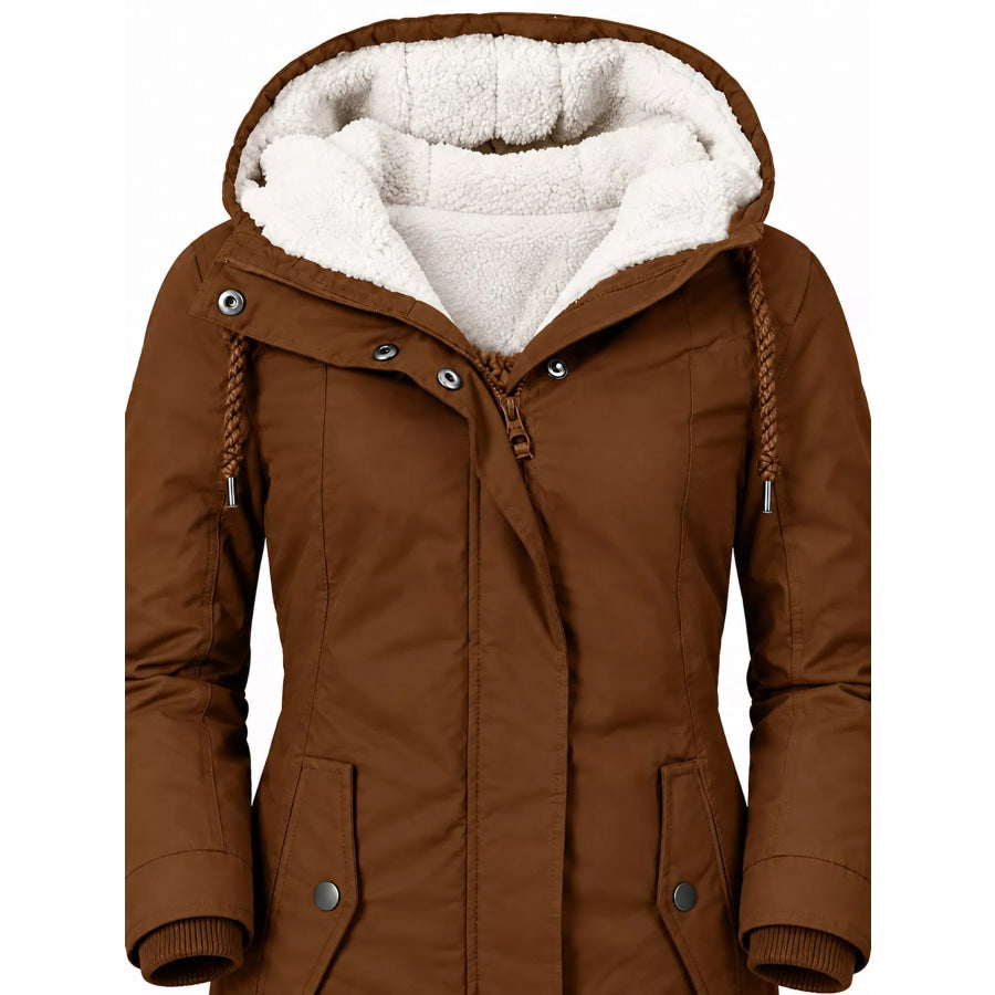 Full Size Sherpa-Lined Hooded Outerwear Plus Apparel and Accessories