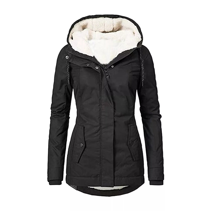 Full Size Sherpa-Lined Hooded Outerwear Plus Black / S Apparel and Accessories