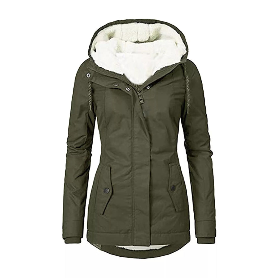 Full Size Sherpa-Lined Hooded Outerwear Plus Green / S Apparel and Accessories