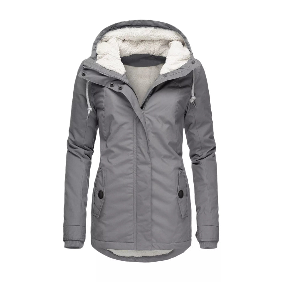 Full Size Sherpa-Lined Hooded Outerwear Plus Light Gray / S Apparel and Accessories