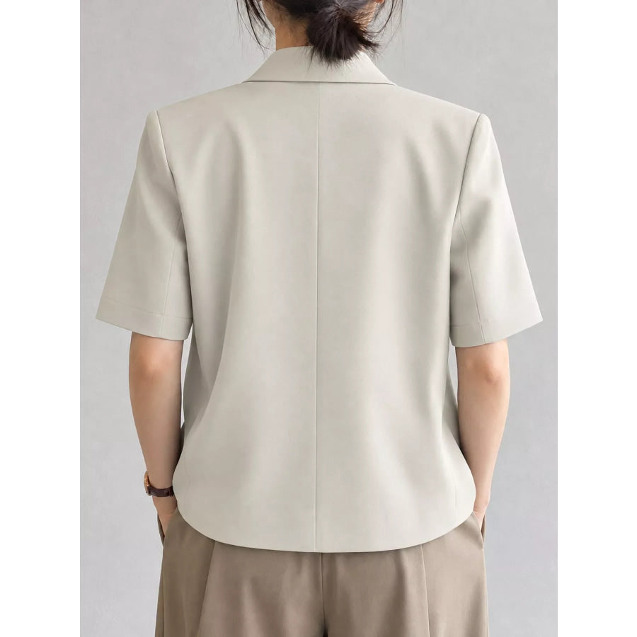 Full Size Short-Sleeve Lapel Collar Blazer Plus Apparel and Accessories