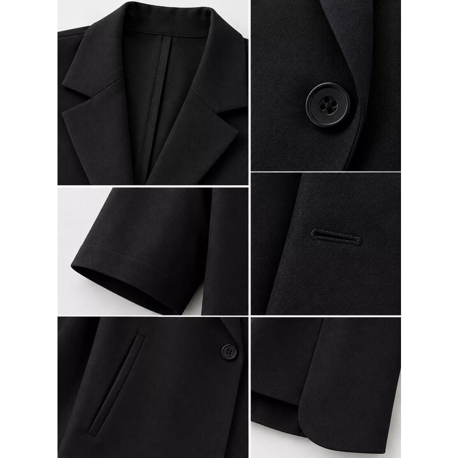 Full Size Short-Sleeve Lapel Collar Blazer Plus Apparel and Accessories