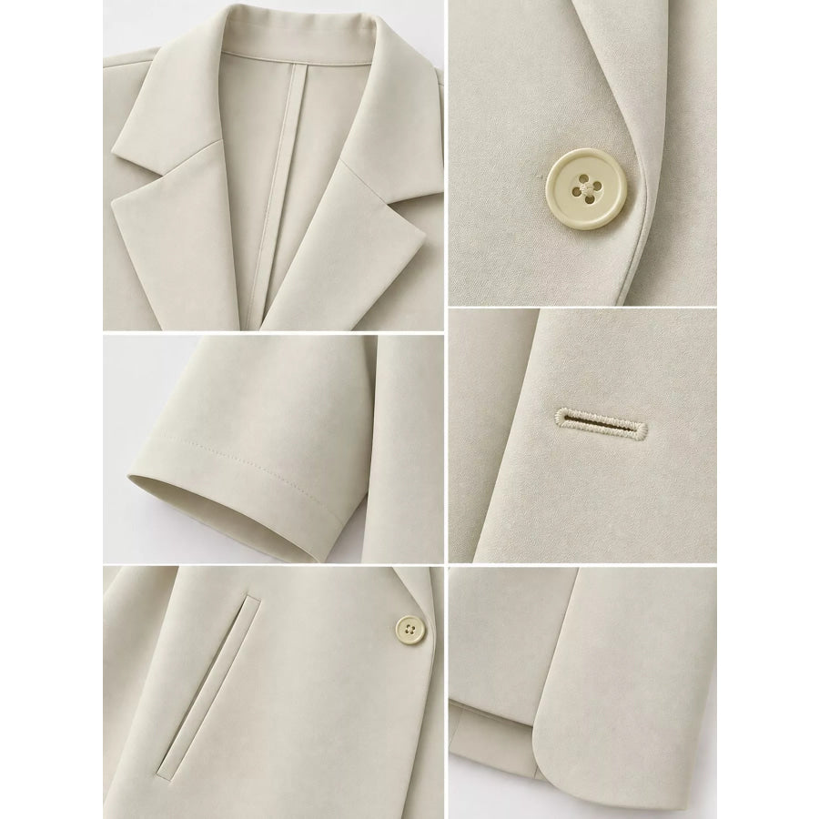 Full Size Short-Sleeve Lapel Collar Blazer Plus Apparel and Accessories
