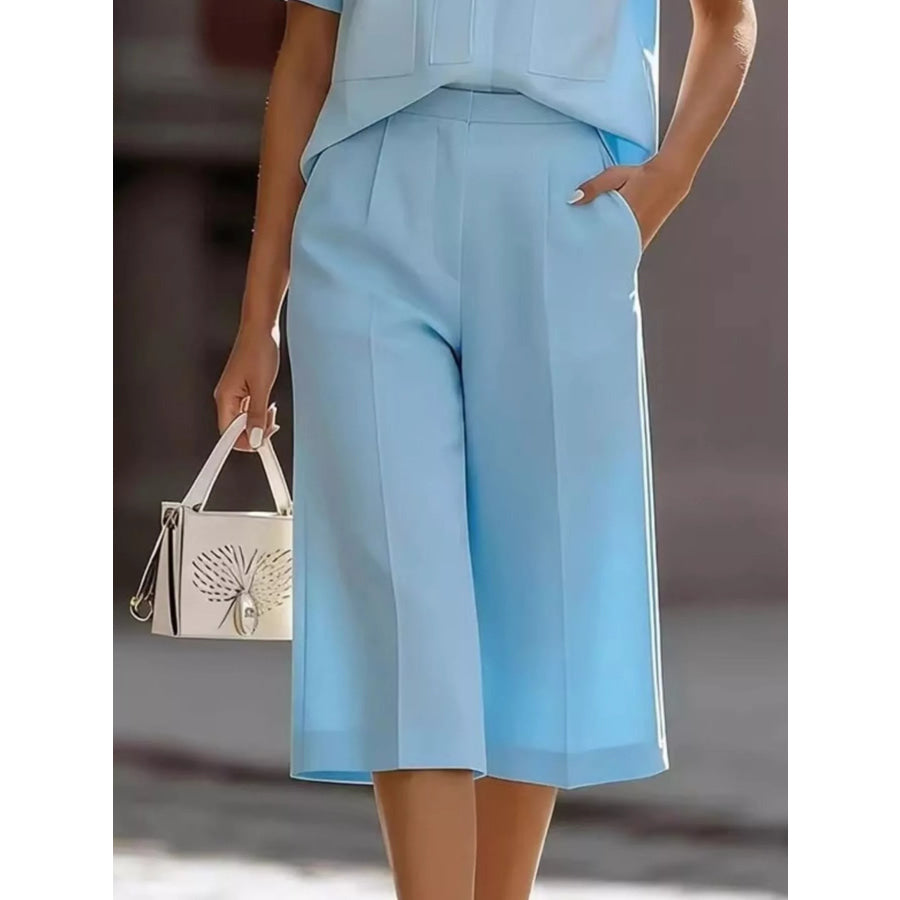 Full Size Short Sleeve Top and Shorts Set Plus Size Apparel and Accessories