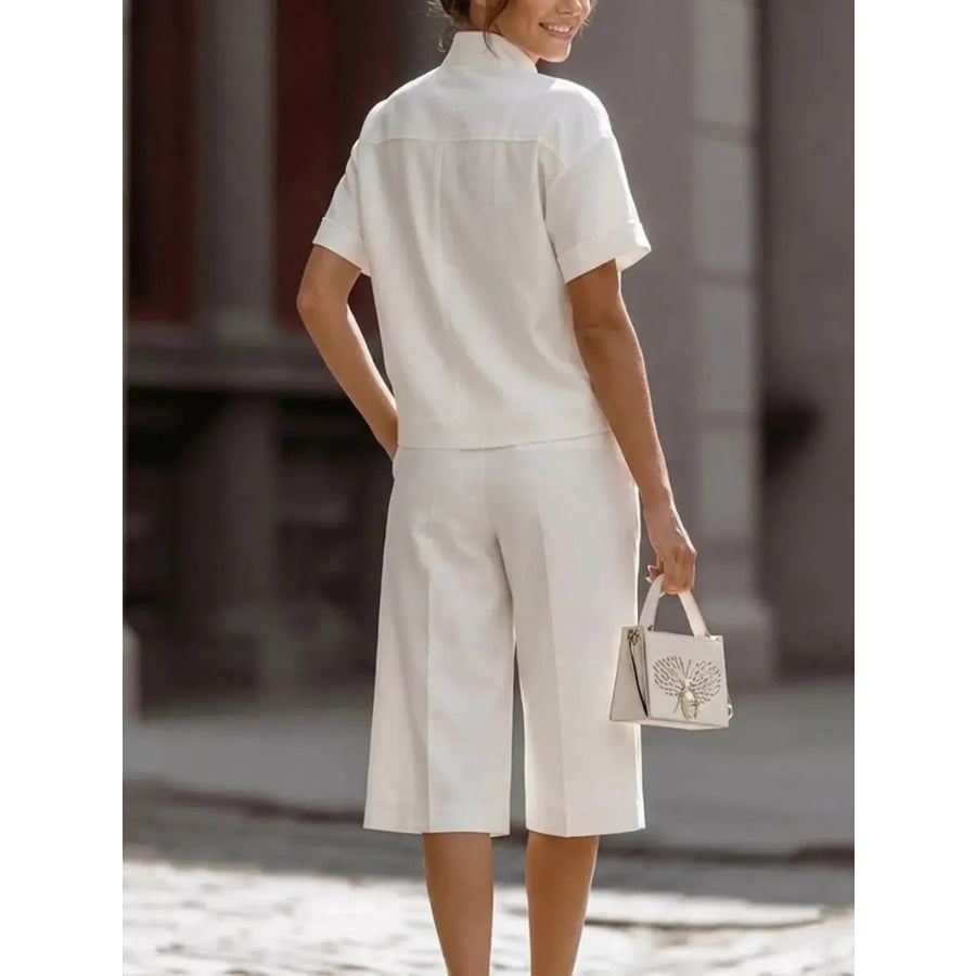 Full Size Short Sleeve Top and Shorts Set Plus Size Apparel and Accessories