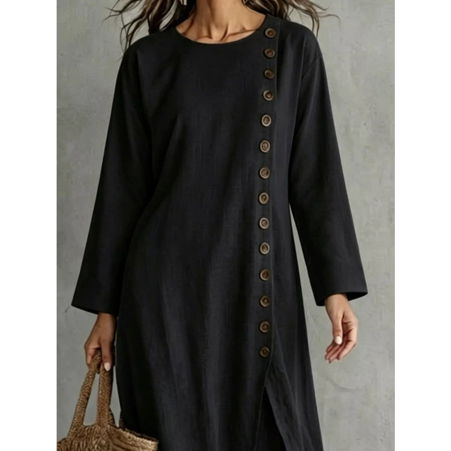 Full Size Side-Buttoned Longline Top and Pants Set Plus Apparel Accessories