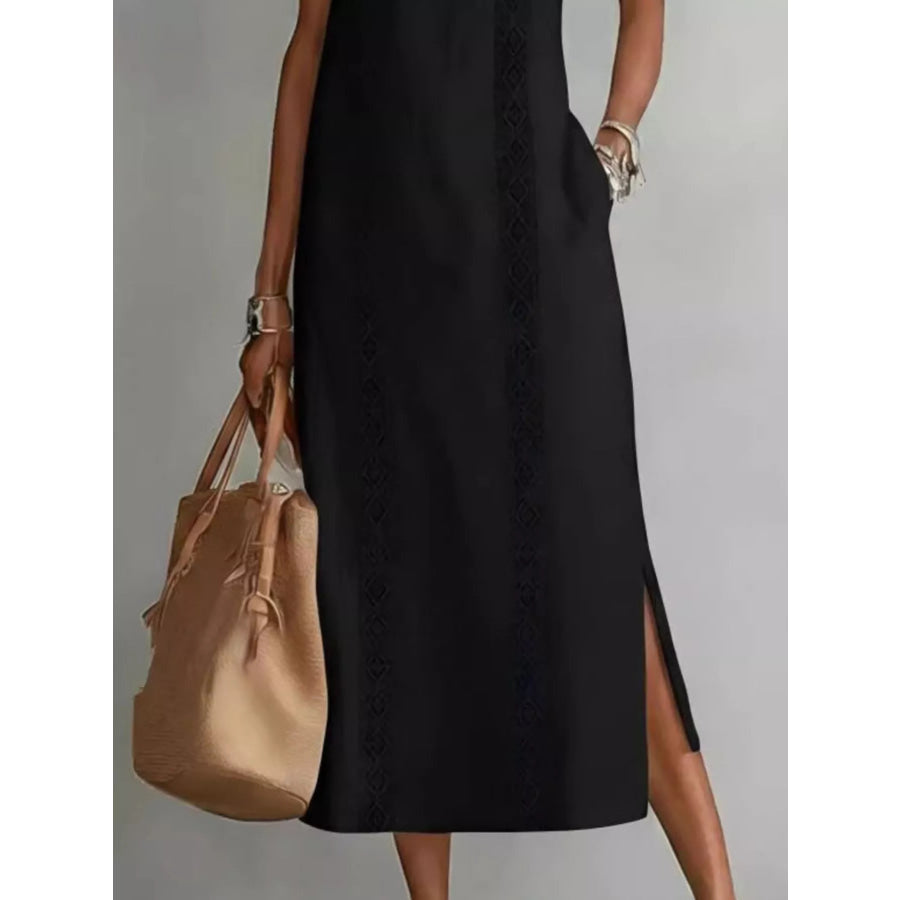Full Size Side Slit Sleeveless Midi Dress Plus Size Apparel and Accessories