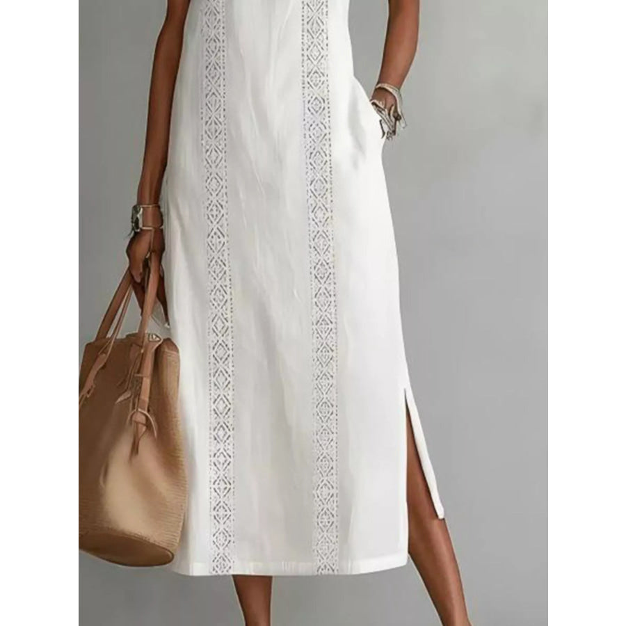 Full Size Side Slit Sleeveless Midi Dress Plus Size Apparel and Accessories